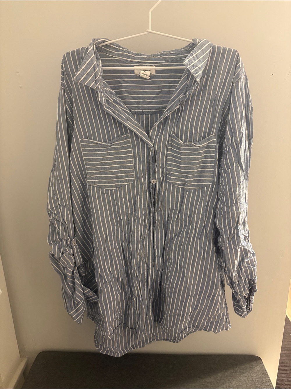Japna Blue and White Striped Button-Down Shirt